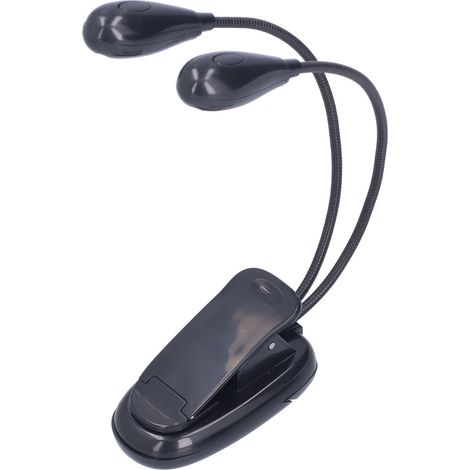 Augenschonende LED-Buchlampe, 360° drehbar, weißes Licht, Doppelmast, 4 LEDs, Leselampe mit Clip für Schüler (1/5)
