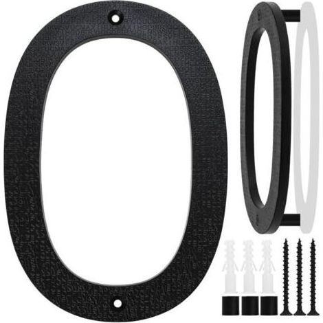 Grand numéro de maison noir de 20 cm, panneau en plastique ABS à effet 3D flottant pour rue ou porte, idéal pour les bureaux, les boîtes aux lettres et les garages (numéro 0). (1/4)