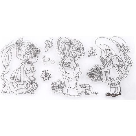 Album fotografico per scrapbooking, timbri in gomma siliconica trasparente, ragazze dei cartoni animati. (1/5)