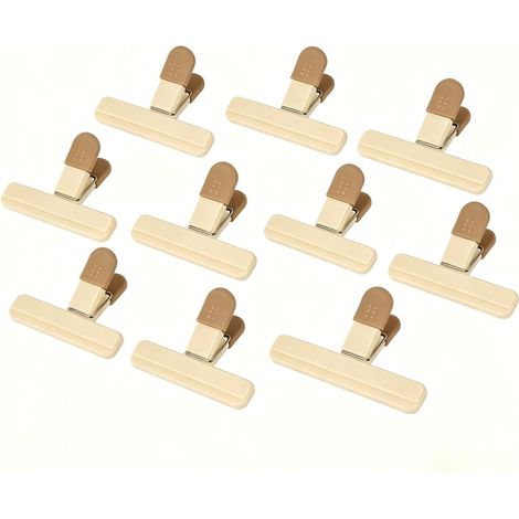 Confezione da 10 clip di chiusura per sacchetti alimentari, sovradimensionate, allargate e resistenti, per sacchetti del pane e sacchetti per snack, colore kaki (1/5)