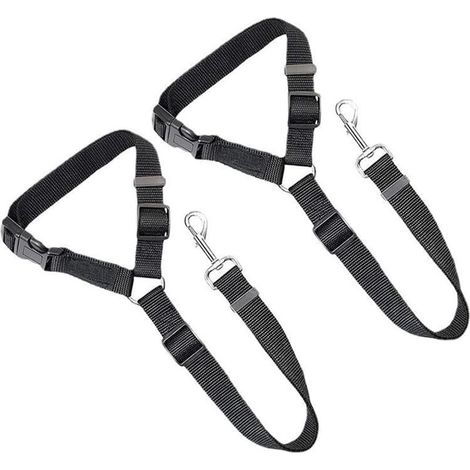Lot de 2 sangles de ceinture de sécurité pour chien et chat, réglables, en nylon, pour appui-tête de voiture (1/4)