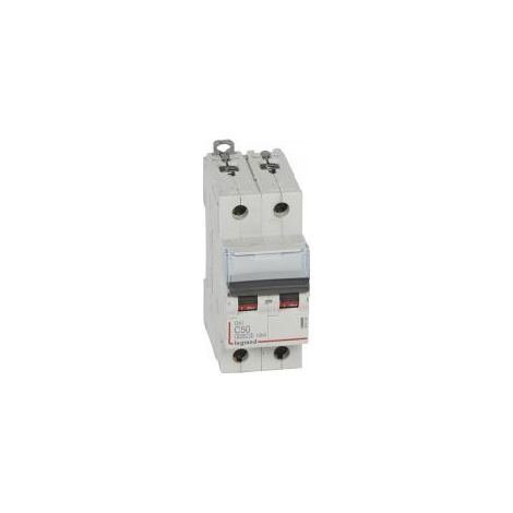 Legrand – Disjoncteur bipolaire 50A – Courbe C – 10kA – 2 modules – Arrivée haute et départ bas à vis – 230V à 400V