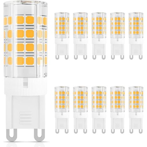 Lot de 10 ampoules LED G9 5 W blanc chaud 3000K, 420 lumens, équivalentes aux ampoules halogènes de 40 W, non dimmables (1/5)