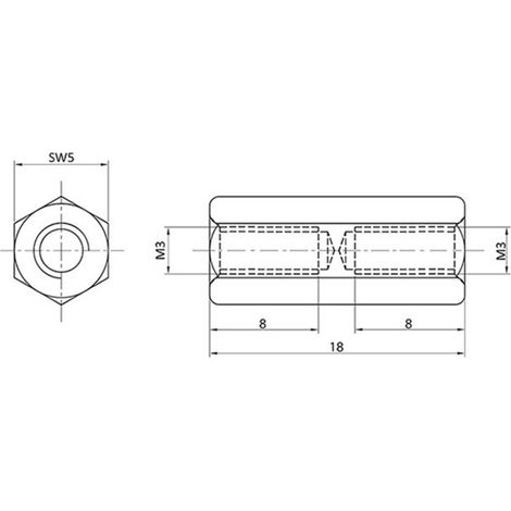 Entretoise M3-M3 econ connect D3X18I5MH laiton (nickelé) 1 pc(s)