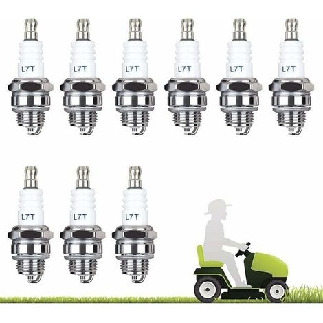 Lot de 10 Bougie D\'allumage L7T Bougie Tronconneuse Débroussailleuse Tondeuse pour Moteur à Deux Temps Taille Haie Débrou (1/4)