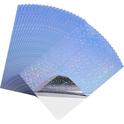 Autocollant étoile transparent arc-en-ciel en vinyle, impression jet d'encre laser, imperméable, à séchage rapide, motif ciel étoilé A4 (1/4)