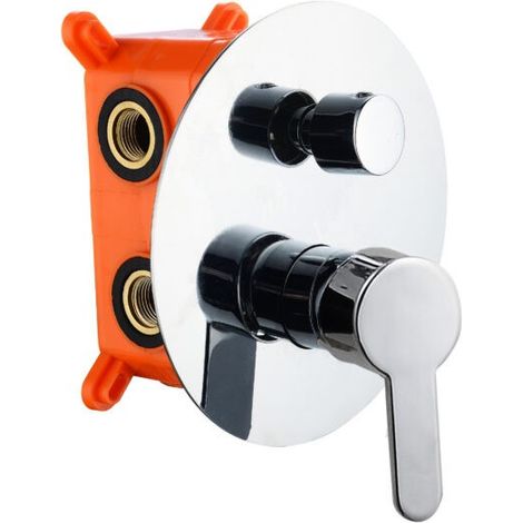 Mitigeur bain douche encastré, Chrome 3 voies, 2 sorties (1/2)