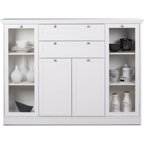 Mobile credenza con vetrina 4 ante 2 casssetti bianco 160x40xh.120cm EFFEZ (1/4)