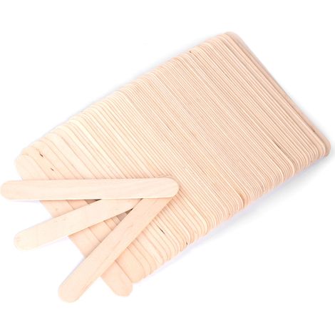 Lot de 100 spatules en bois jetables pour mélange de cire, applicateur à langue médical, abaisse-langue à usage unique, bâtonnets fins pour soins et cosmétiques, 10 cm. (1/5)