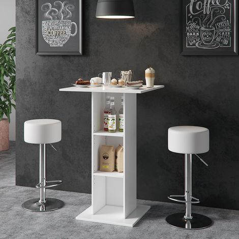 Tavolo bar alto Rodeo, Bianco, 70 x 70 cm con 2 sgabelli da bar, Vicco (1/5)