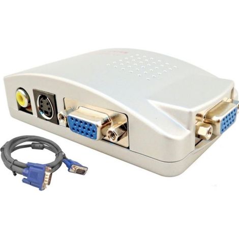 ADATTATORE CONVERTITORE COMPUTER PC NOTEBOOK DA VGA A RCA S-VIDEO TV PROIETTORE