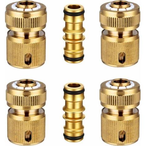 QORVA-Pack de raccord rapide de tuyau d'arrosage raccord d'extrémité de tuyau Double rallonge de raccord d'extrémité de tuyau pour tuyau d'arrosage Join Garden 1/2 pouce (1/5)
