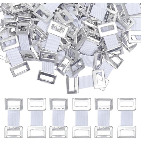 100 clip per bende elastiche, clip per bende elastiche, clip di fissaggio, bende compressive, fibbia in alluminio, bianche (1/5)