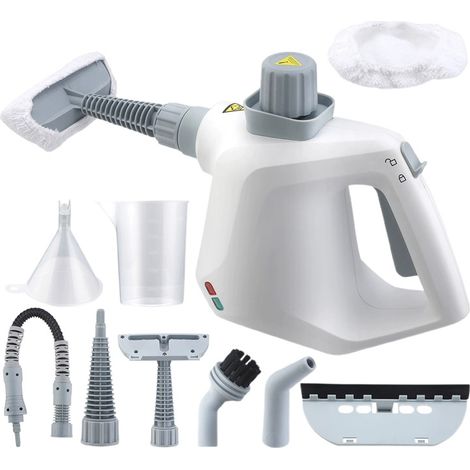 Nettoyeur vapeur 105 °C 1000 W blanc 23 x 24,5 cm, kit d'accessoires multifonctionnels (1/5)