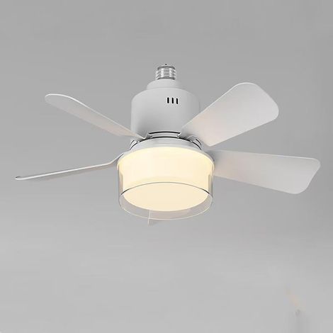 Ventilateur de plafond LED avec éclairage, douille E27, télécommande, 4 vitesses et 3 températures de couleur, blanc, 45 x 18.2 cm (1/5)