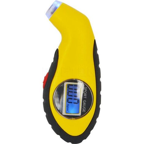 Manomètre numérique LCD pour pneus de voiture/moto. Outil de test de pression des pneus avec baromètre intégré. (1/5)