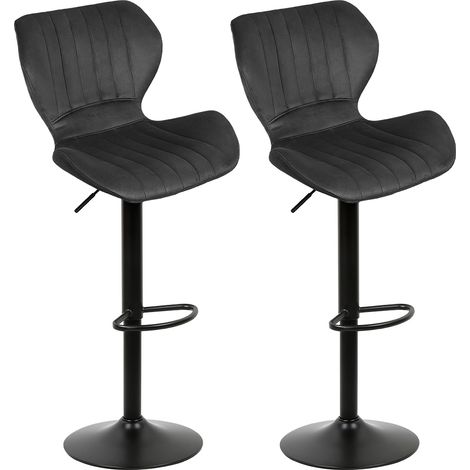 Aqrau Lot de 2 Tabourets de Bar, Hauteur Réglable Chaise de Bar Cuisine Pivotant sur 360°,Dossier et Repose-pieds - Noir (1/5)