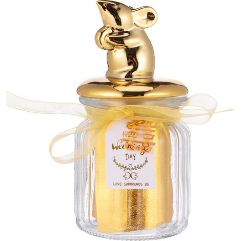 Bocal à Bonbons Scellé en Céramique et Verre Couvercle Doré, Design Créatif et Détails Exquis, pour Décoration de Magasin ou Fête (1/5)
