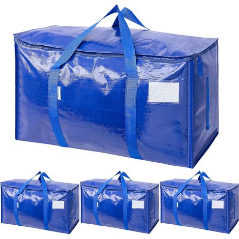 grandi sacchi blu per trasloco – Sacchi resistenti con manici robusti e chiusura a cerniera – 69 x 35 x 38 cm