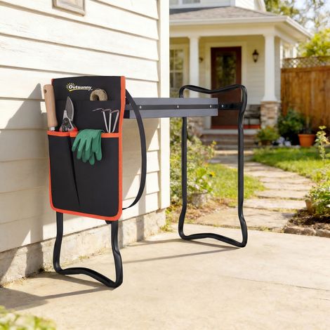 Taburete de Jardín Plegable con Almohadilla de EVA Asiento de Jardín con Bolsa para Herramientas en Cintura Carga 150kg (1/5)