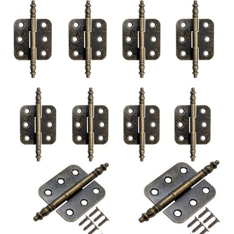 Lot de 10 charnières anciennes en métal, 70 x 35 mm, bronze, charnières en fer, design classique, pour armoires, portes, coffres, boîtes de rangement de style vintage, maison de campagne (1/5)