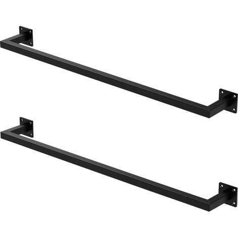 ML-Design 2er Set Kleiderstange Rechteck für die Wand, T12cm x B90cm, Schwarz, aus Stahl, Garderobenstange U-Form, Kleiderständer Wandmontage, Kleidergestell Garderobenhalter, inkl. Montagematerial (1/5)