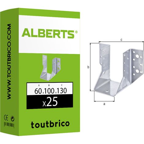 25 supports U ailes extérieures 60 x 100mm - Alberts