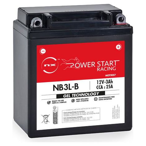 NX - Batterie moto Gel NB3L-B / YB3L-B 12V 3Ah (1/2)