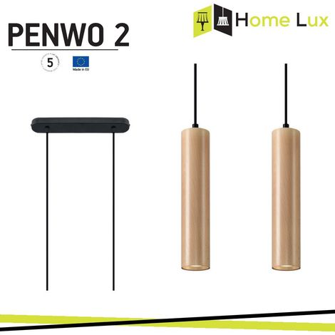 LAMPADARIO A SOSPENSIONE PENWO2 2XGU10 IN LEGNO (1/2)