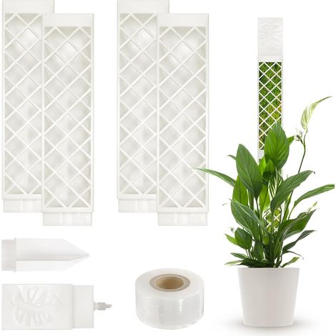 4X Tuteur Mousse Autonome pour Monstera, avec Pichet d'Arrosage et Piquets de Terre Support Plante Grimpante Intérieur (Blanc) (1/5)