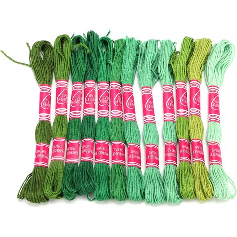 12Pcs Embroidery Thread Gradient Bright Color Polyester Line for Embroidery Lovers' Group Handicrafts(Green Series ) (1/5)
