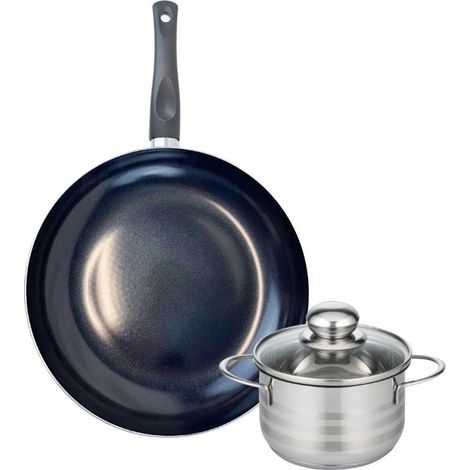 Ensemble de 1 Poêle de cuisson 32 cm et 1 faitout 16 cm Elo Prima Brillant (1/5)