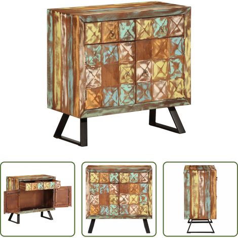 vidaXL Retro-Stil - Schubladenschrank Mehrfarbig 70x35x70 cm Altholz Massiv (1/5)