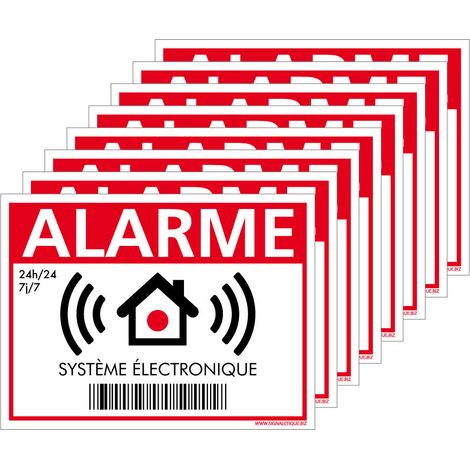 Autocollants Alarme Lot de 8 stickers Alarme Sécurité Protection Vidéosurveillance 8 x 6 cm résistants UV et pluie. Alarme système électronique . - Alarme système électronique