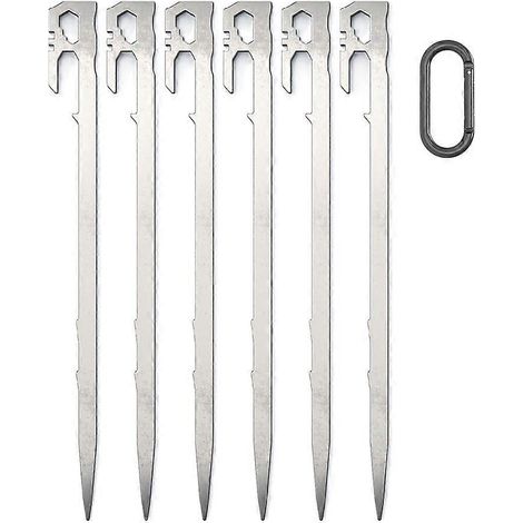 Heringe aus Edelstahl 420, 28 cm lang, für optimale Bodenverankerung. Dick und sehr robust, ideal für Bergsteigen, Camping und sandigen Untergrund. (1/5)