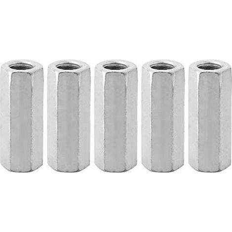 5 pièces M12 vis zinc allongé écrou hexagonal vis fil bielle capuchon de connexion écrou de joint (M12 50 côté opposé 15)