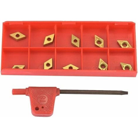 Carbide Insert Blade - 10 pieces DCMT070204 US735 DCMT21.51 CNC Coated Carbide Insert Blade Lathe Turning Tool with Wrench - LIAIKI (1/5)