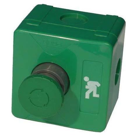 GEBA Boite 1 bouton VERT 'coup de poing VERT' à accrochage GEBA