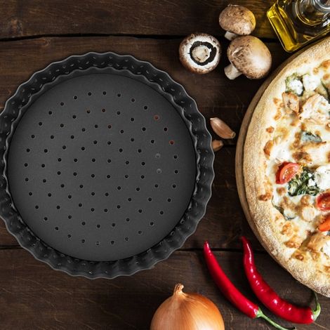 Moule à pizza antiadhésif épais en acier au carbone pour usage domestique, plaque de cuisson, ustensiles de cuisine (S (5 pouces)) (1/5)