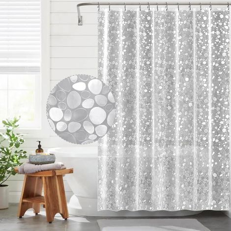 Rideau de Douche Semi-Transparent 180x200 Cm Eva Anti Moisissure Imperméable À l'eau Pour Salle de Bain Avec 12 Anneaux Facile À Nettoyer