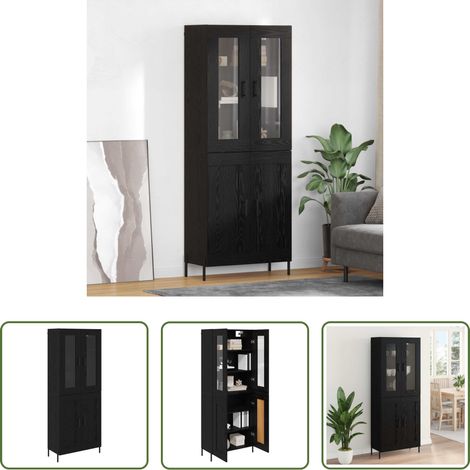 vidaXL Wandmontage - Highboard Schwarz Eichen-Optik 69,5 x 34 x 180 cm Holzwerkstoff (1/5)