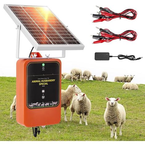 Énergiseur de Clôture Électrique Solaire 10km, 1.2J 12kV Chargeur de Clôture Rechargeable avec Panneau Solaire (1/5)
