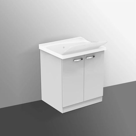 Ideal Standard Lago mobile sottolavatoio con asse in legno L.72 P.60 cm, colore bianco finitura lucido (solo mobile, senza lavatoio) J0027PW (1/3)