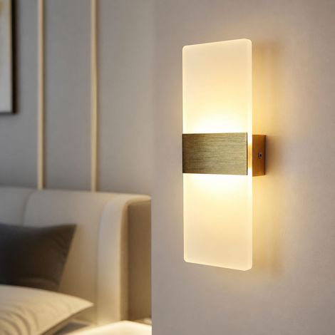 Applique murale LED design简约 en aluminium et acrylique, 6W lumière tricolore, 27x10cm pour chambre, salon et couloir (1/4)