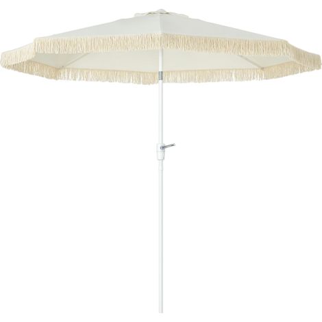 Parasol Gauthier Bohème Inclinable Franges Polyester Crème 265cm