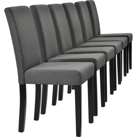 Esszimmerstuhl Hamburg 6er Set Textil Dunkelgrau [en.casa]