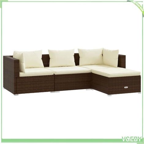 Salon de jardin 4 pcs - FAFEICY - Design modulaire - Résine tressée marron - Coussins amovibles - Cadre acier (1/5)