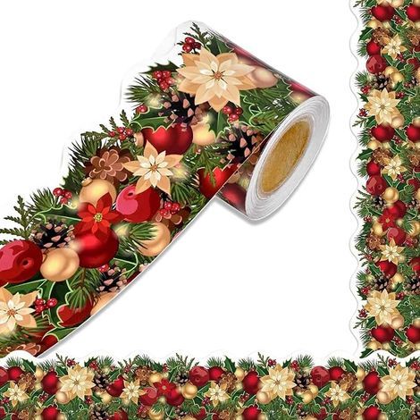 Weihnachtsaufkleber – Dekorative Aufkleber – Geschenkverpackungsaufkleber – Abnehmbar, zuschneidbar, wasserfest – 7,5 cm x 18 m – 2 Rollen (1/5)