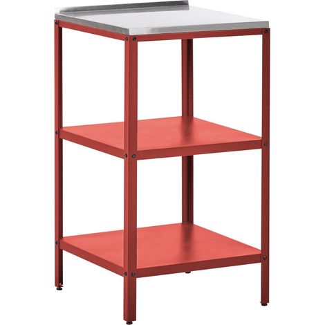 Scaffale per isola da giardino in acciaio inox rosso 50 x 50 x 92 cm Vilama