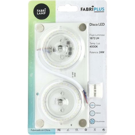 Disque led 24w 4000k blanc plaque carrée 8x16x1 cm 1872lm magnétique